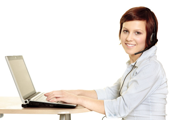 女孩在使用网络电话，在白线上隔离图片下载