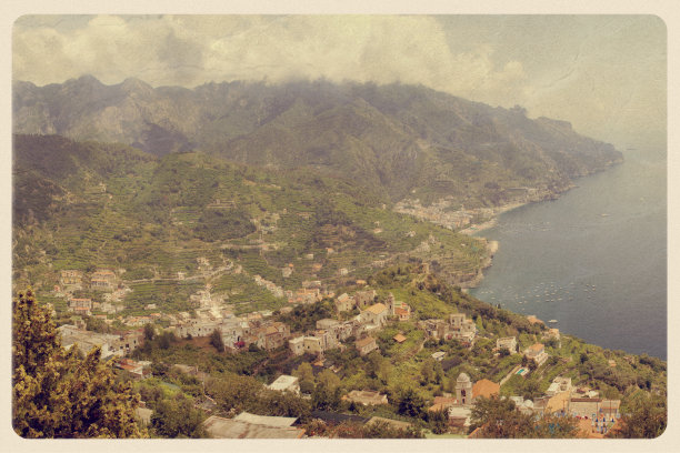 从Villa Rufolo看-老式明信片图片下载
