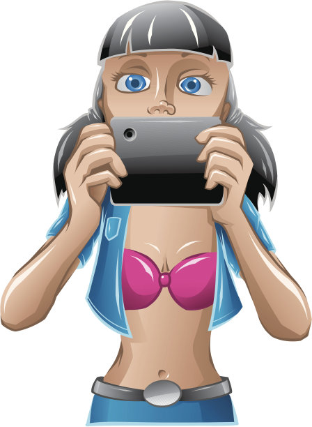 平板电脑的女孩图片下载