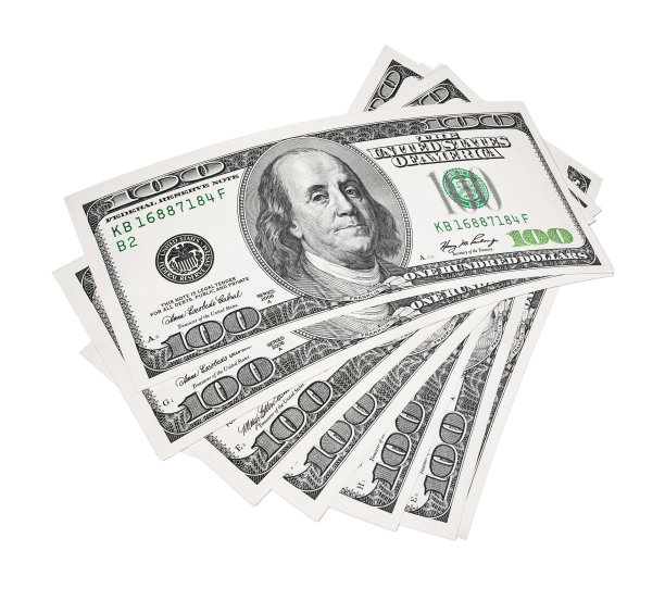 一叠白底百元美钞图片下载