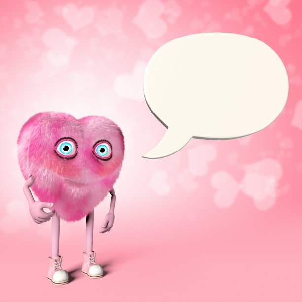 粉红色的心型字符与一个空的讲话气泡图片下载
