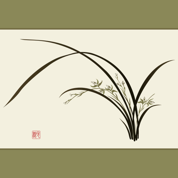 中式野兰(矢量)图片下载