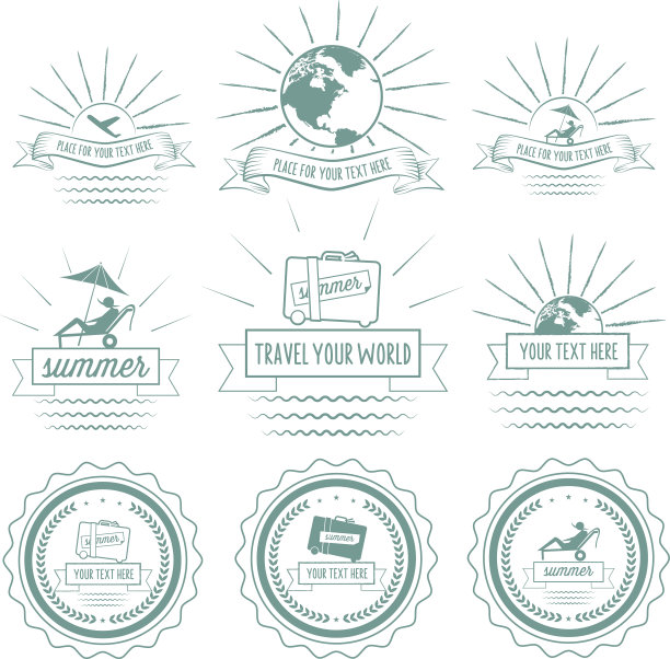 白色的线条艺术旅行符号图片下载