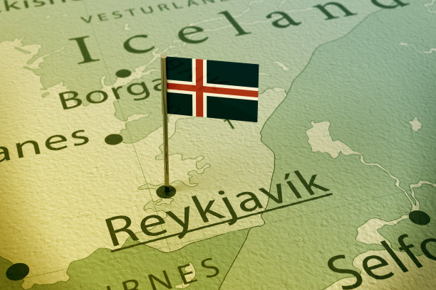 雷克雅未克冰岛旗徽章地图古董图片下载