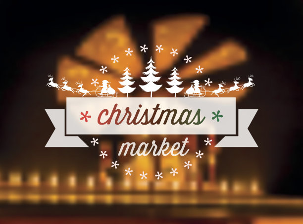 圣诞市场矢量装饰上模糊的金色照明背景图片下载