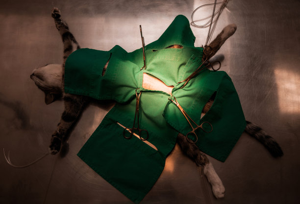 高角度的猫准备手术。图片下载