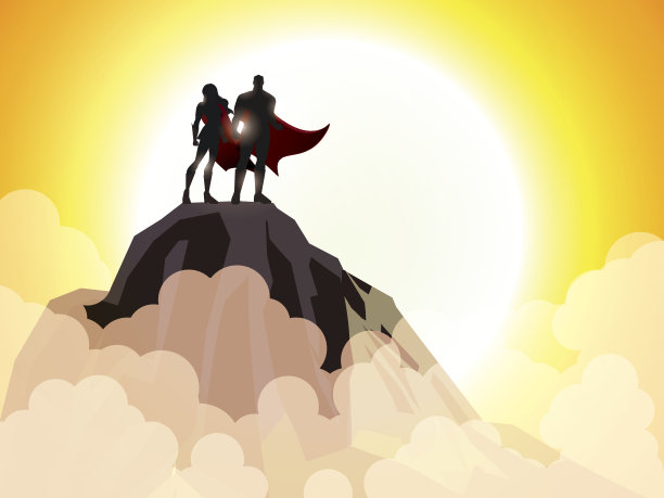 超级英雄夫妇轮廓素材图片