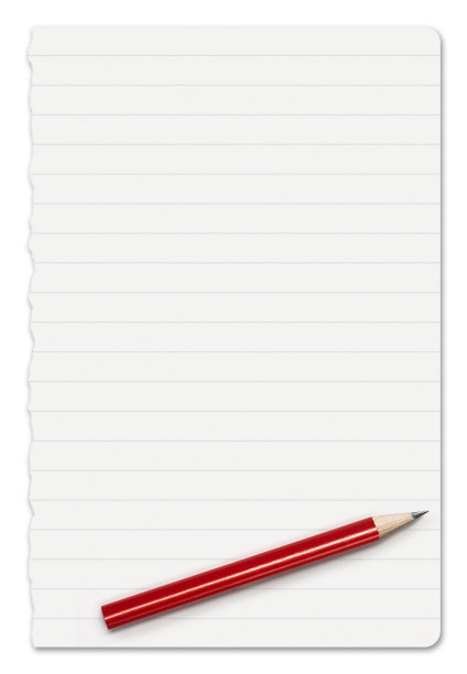 红铅笔在笔记本纸上图片下载