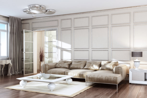 现代当代银客厅图片下载