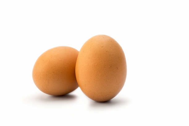 鸡蛋:两个棕色的鸡蛋放在白色的鸡蛋上图片下载