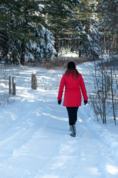雪中漫步的女人图片下载