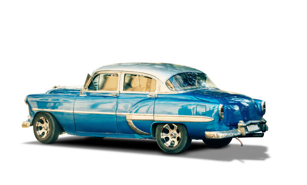 老美国汽车在白色背景与剪切路径图片下载