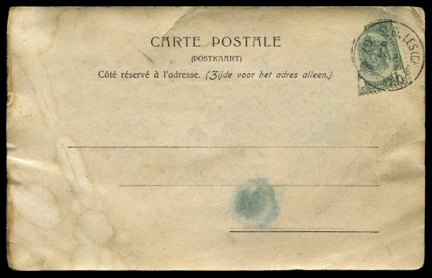 20世纪早期从布鲁塞尔寄出的老式空白比利时明信片图片下载