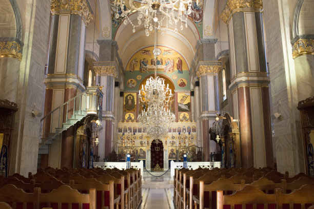 塞浦路斯东正教修道院教堂内部素材图片