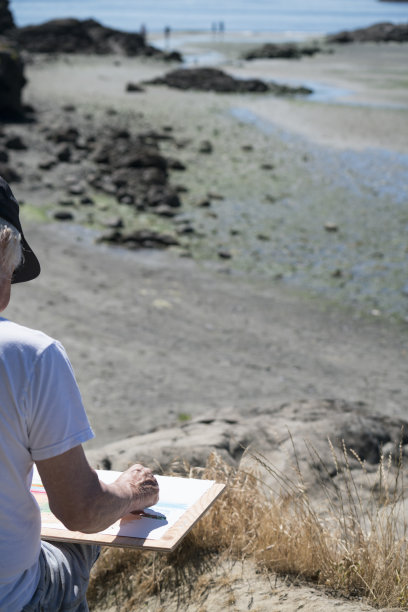 艺术家在户外工作，垂直的图片下载