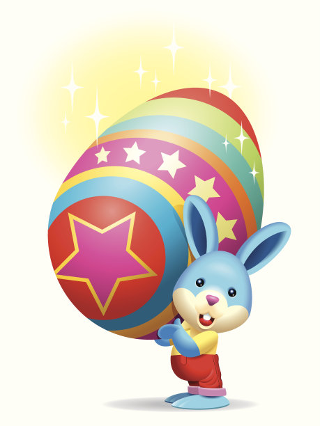 五彩缤纷的复活节彩蛋兔子图片下载