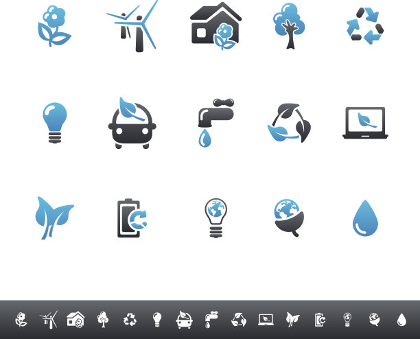 生态和绿色环境图标|蓝灰色图片下载
