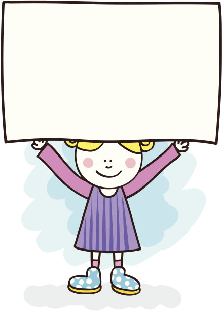 年轻女子手持横幅卡通插图图片下载