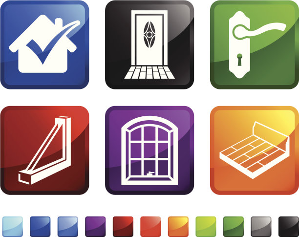 家庭改造和建设版税免费矢量图标设置贴纸图片下载