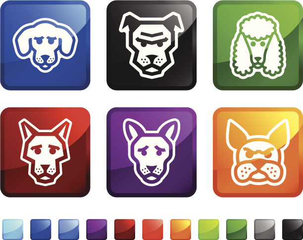 狗品种和脸版税免费矢量图标设置贴纸图片下载