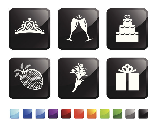 婚礼配件版税免费矢量图标集图片下载