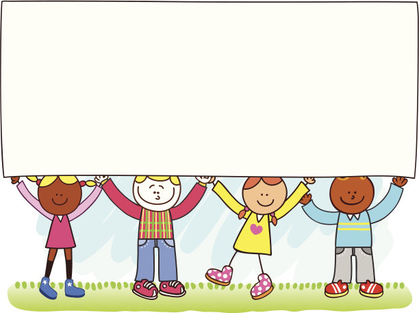 年轻人用空白横幅卡通插图图片下载