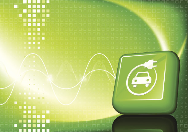 电动汽车按钮绿色背景图片下载