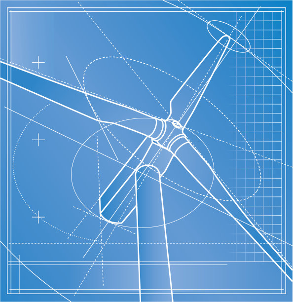 风力涡轮机的蓝图图片下载
