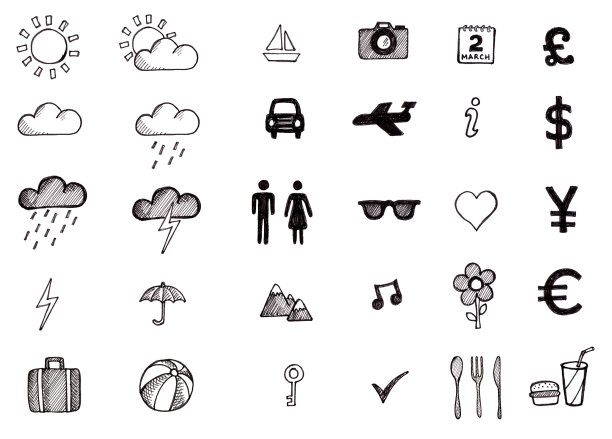 手绘旅行图标图片下载