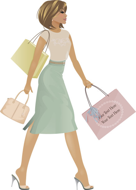 春天购物的女孩图片下载