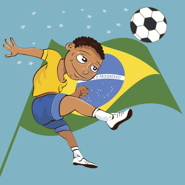 一个巴西男孩正在踢足球图片下载