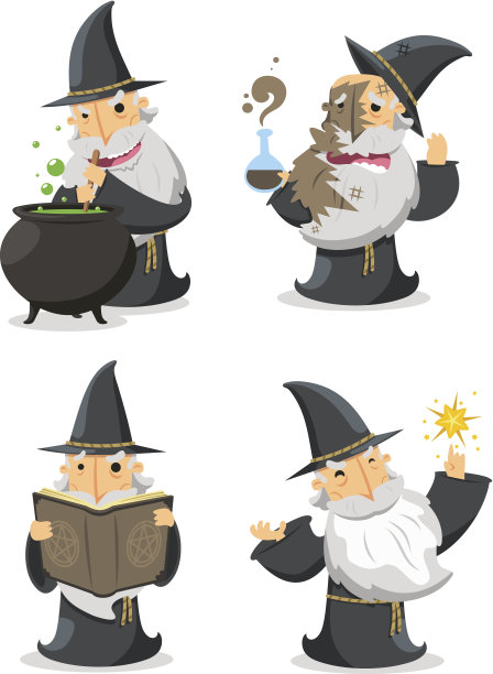 魔法巫师在行动与长白色魔术师胡子图片下载