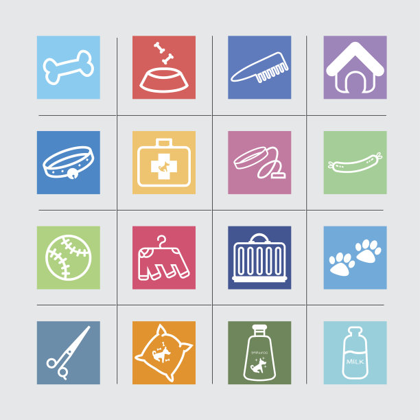 狗宠物店图标颜色和谐| EPS10图片下载