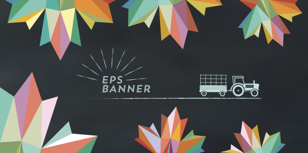 彩色抽象的秋季插图在黑板上与vintage标志图片下载