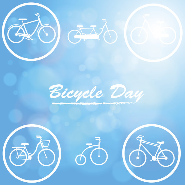 自然蓝色背景下的自行车日图片下载