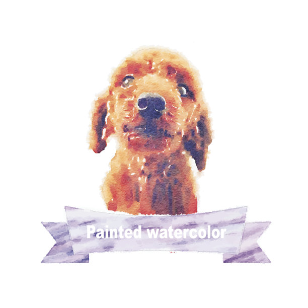 矢量集水彩插图。水彩的狗图片下载