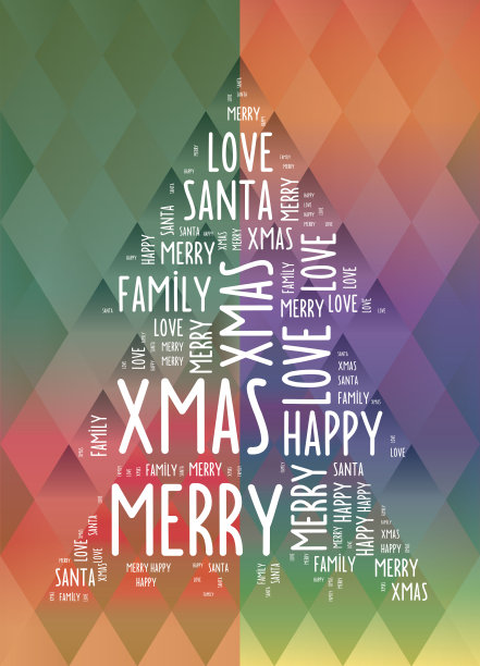 几何圣诞背景与祝福图片下载