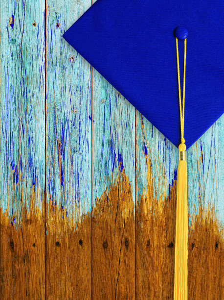 蓝色金色复古毕业季蓝色木纹背景图片下载