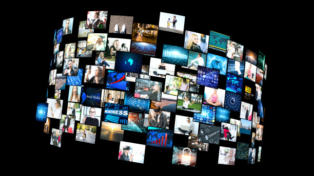 带有小屏幕的媒体概念视频墙图片下载