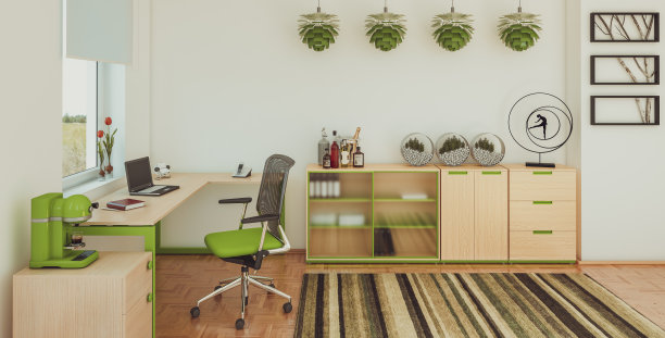 舒适的家庭办公室室内设计图片下载