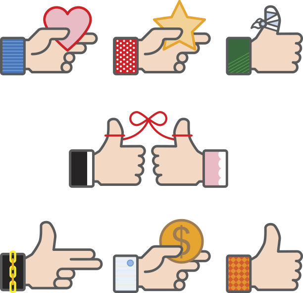 社交媒体喜欢有个性的图标贴纸图片下载