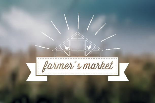 农贸市场标签背景模糊图片下载