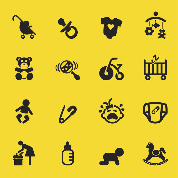 新生婴儿黄色剪影图标图片下载