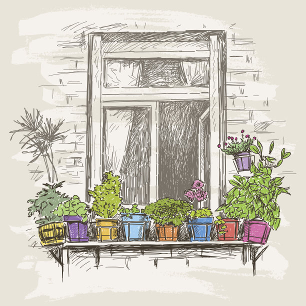 窗户用鲜花图片下载