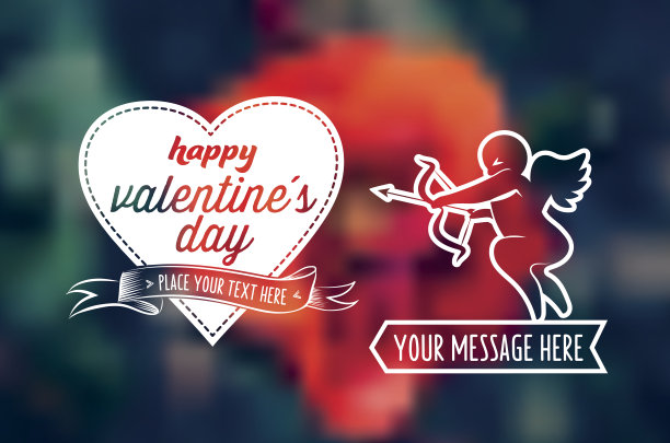 情人节线插图上模糊的花背景图片下载