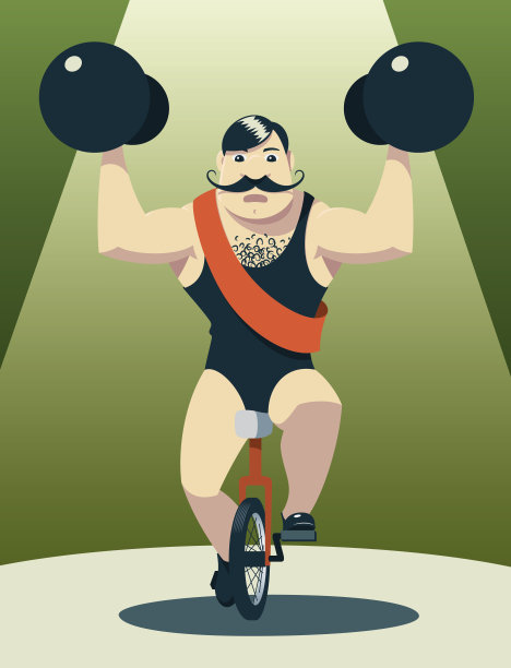 在聚光灯下骑独轮车的运动员图片下载