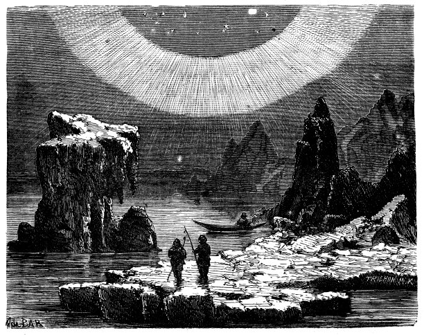 古色古香的北极光插图图片下载