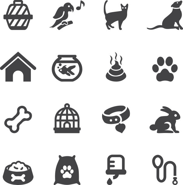 宠物剪影图标| EPS10图片下载