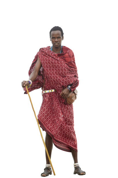 马赛战士孤立在白色图片下载