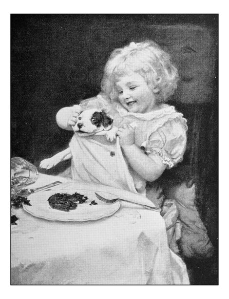 古董画照片:小女孩肖像图片下载